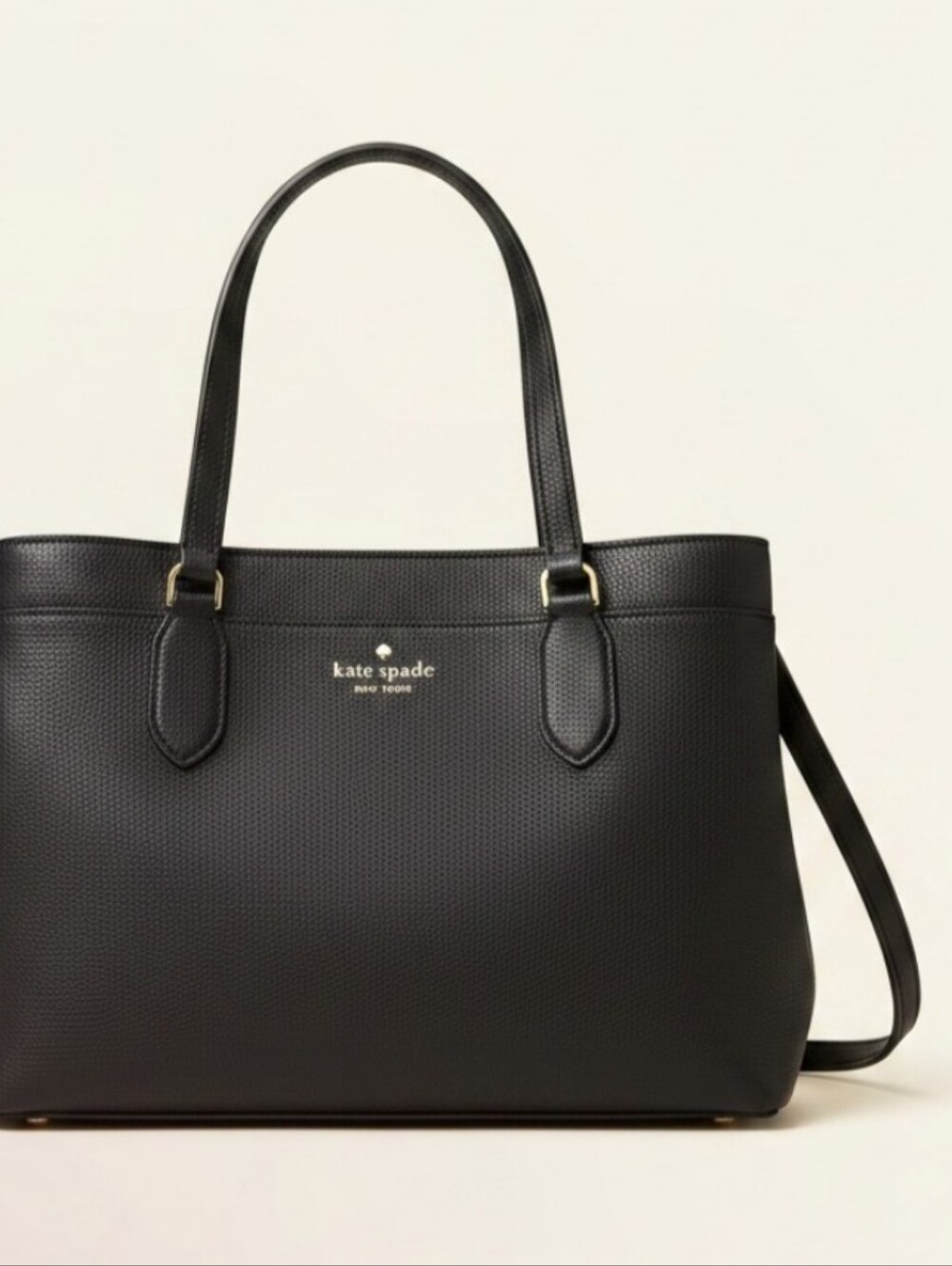 kate spade Black Leather Crossbody Tote with Gold Hardware